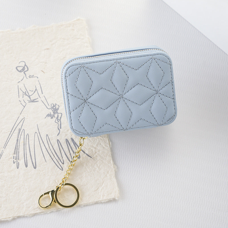 Women's Compact Simple Solid Color With Mirror Makeup Bag