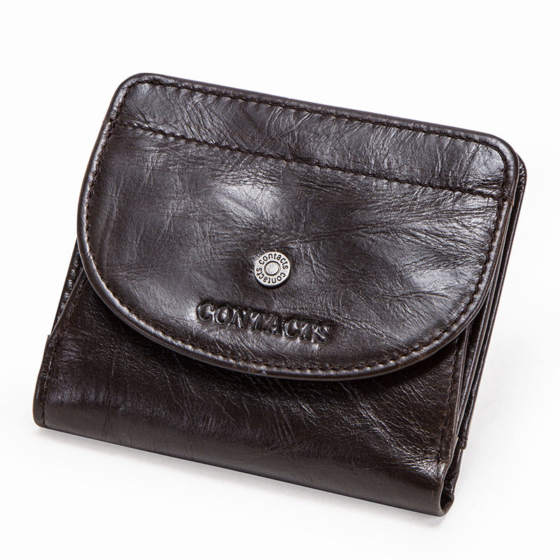 Women's Black Angel Fashion Top Layer Cowhide Card Holder