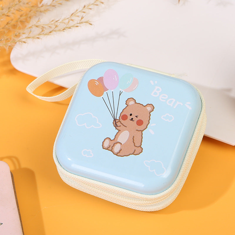 Children's Tinplate Creative Cartoon Earphone Zipper Data Cable Coin Purses