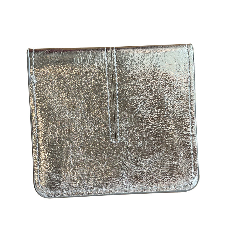 Women's Layer Cowhide Simple Sewing Line Short Leather Buckle