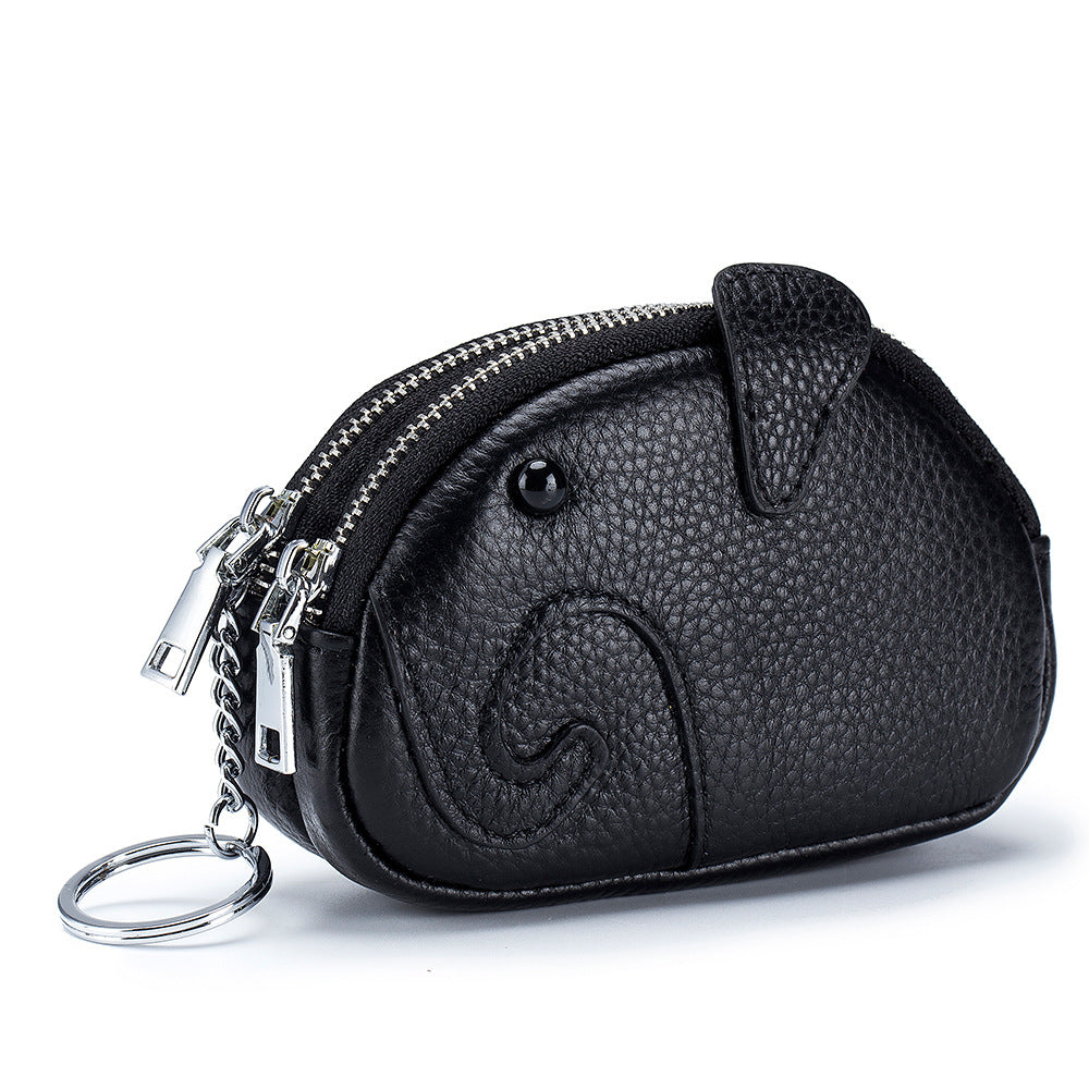 Women's Creative Double Zipper Storage Cute Cartoon Elephant Coin Purses