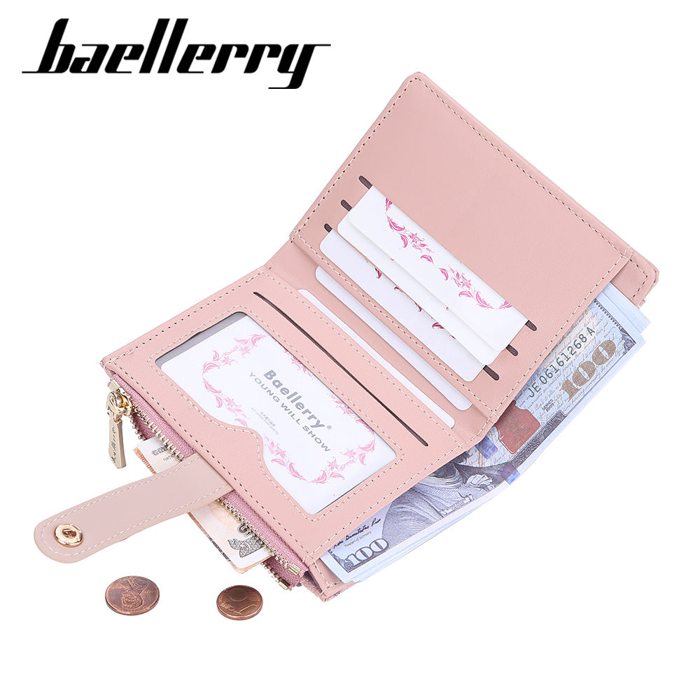 Women's Short Korean Style Multiple Slots Zipper Ladies Wallets
