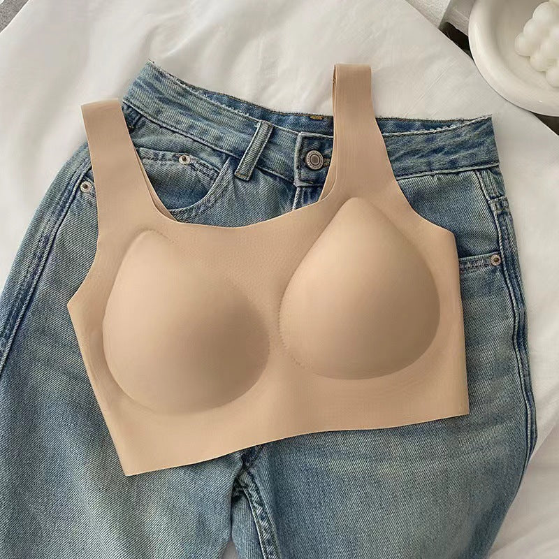 Women's Invisible Underwear Seamless Wireless Gathered Vest No Beauty Bras