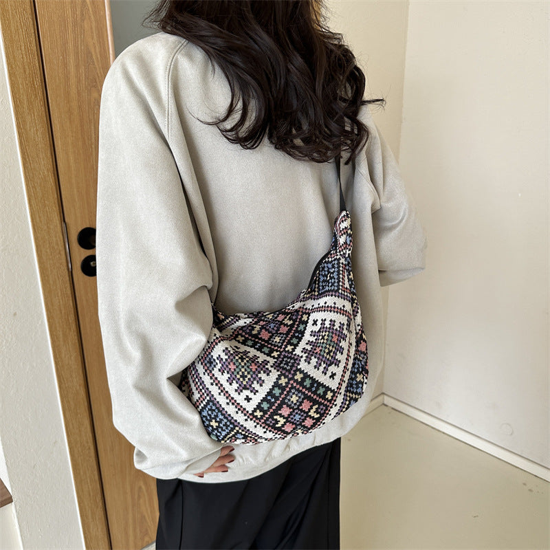 Style Retro Fashion Design Large Capacity Texture Women's Shoulder Bag