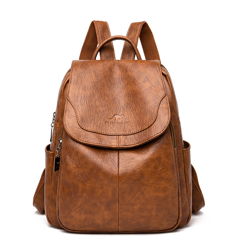 Women's Fashion Versatile Large Capacity Soft Leather Backpacks