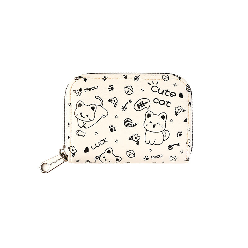 Cute Simple Stroke Cat File Multiple Slots Large Card Holder