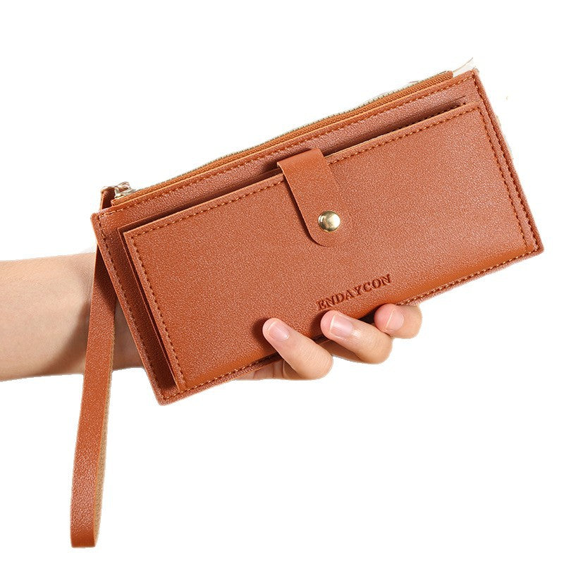 Women's Long Fashion Folding Zipper Hasp Clutch Solid Color Coin Purses