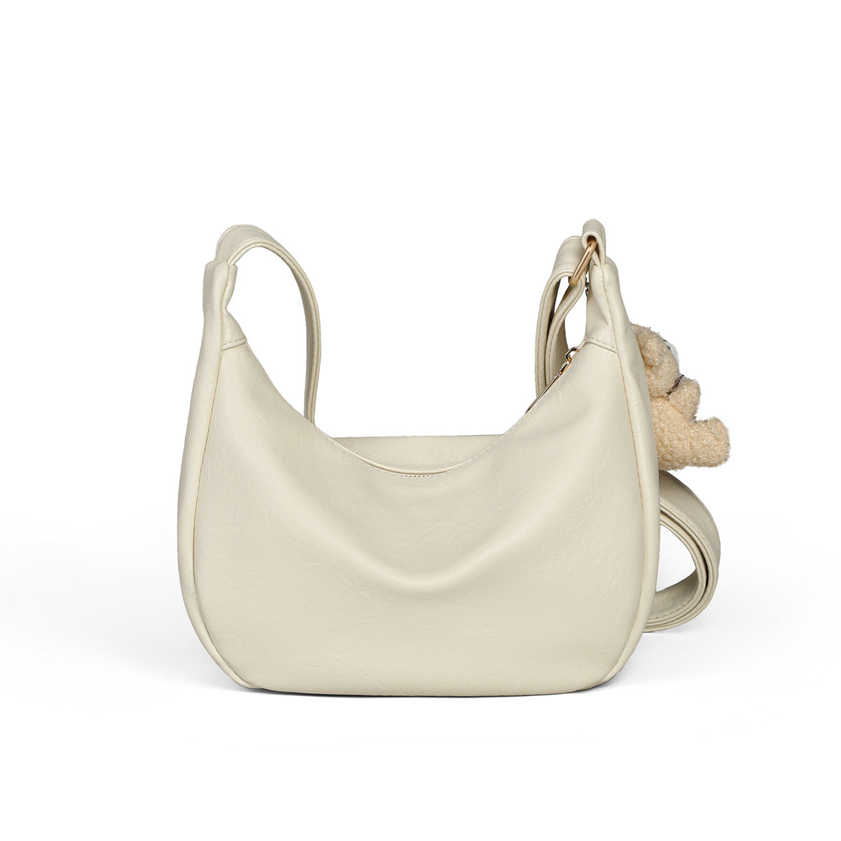 Women's White Large Capacity Commuter Soft Leather Style Dumpling French Bags