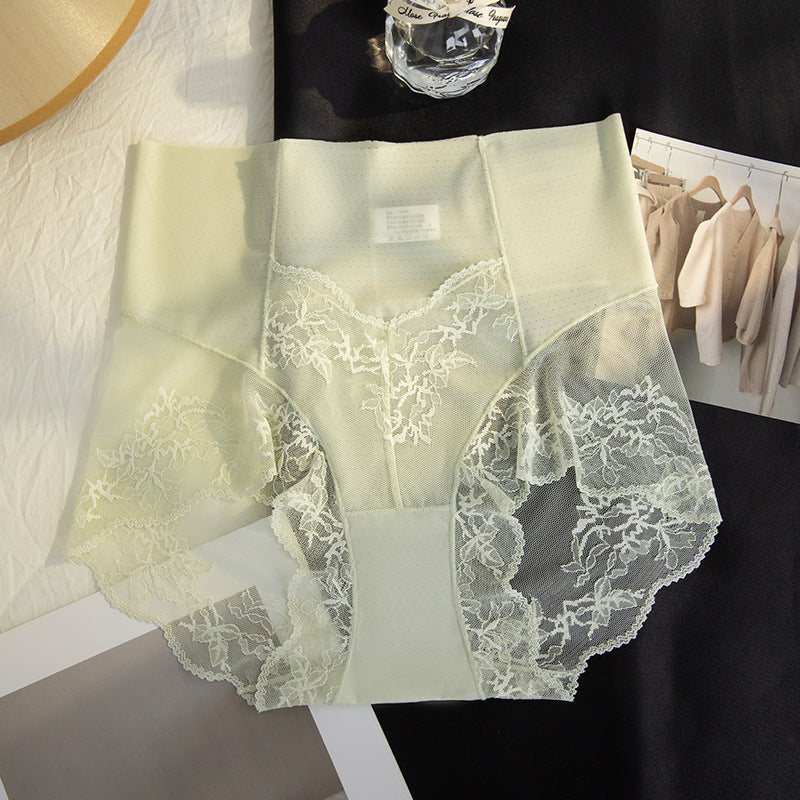 Women's High Waist Lace Belly Contracting Underwear Cotton Panties