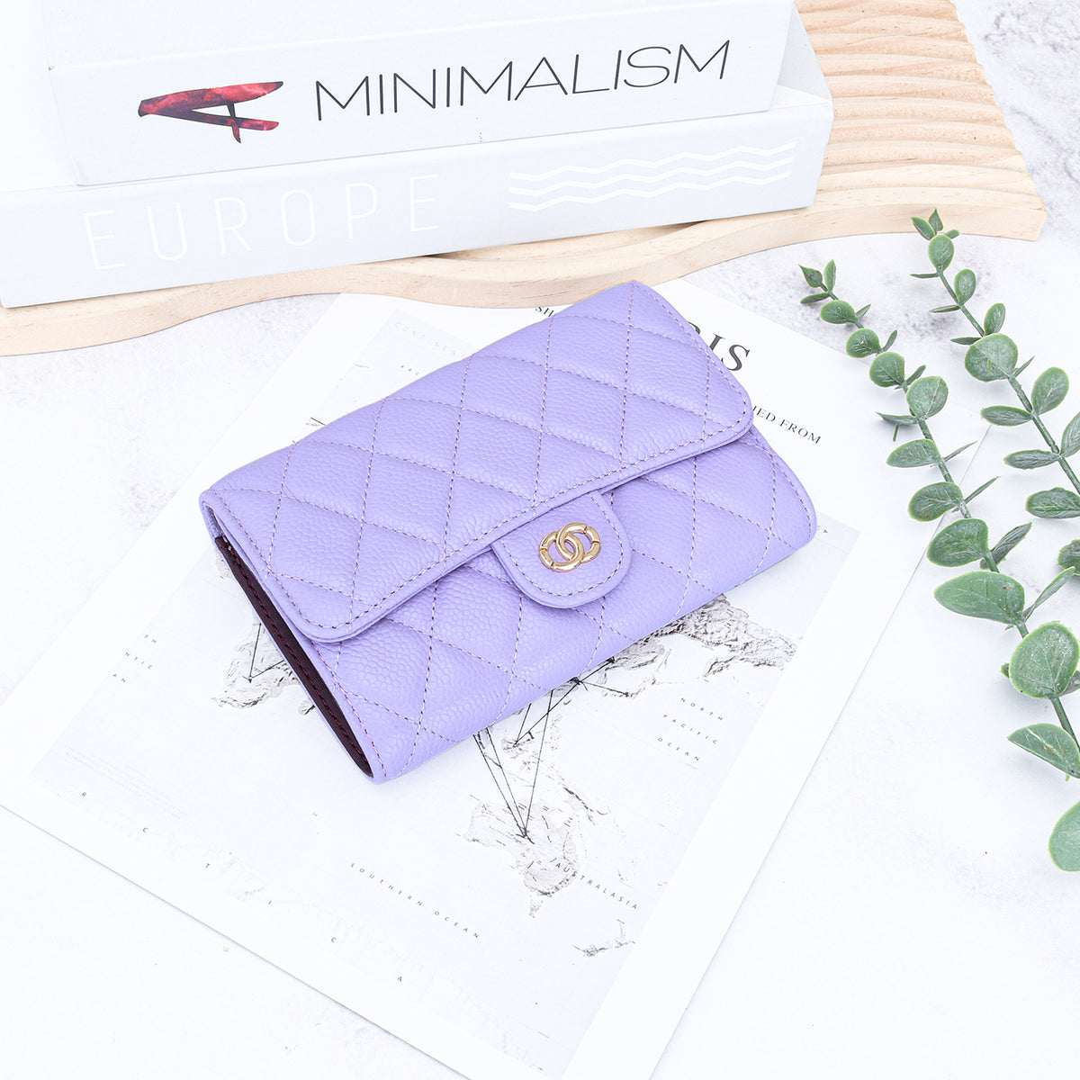 Women's Classic Style Caviar Mid-length Leather Rhombus Ladies Wallet