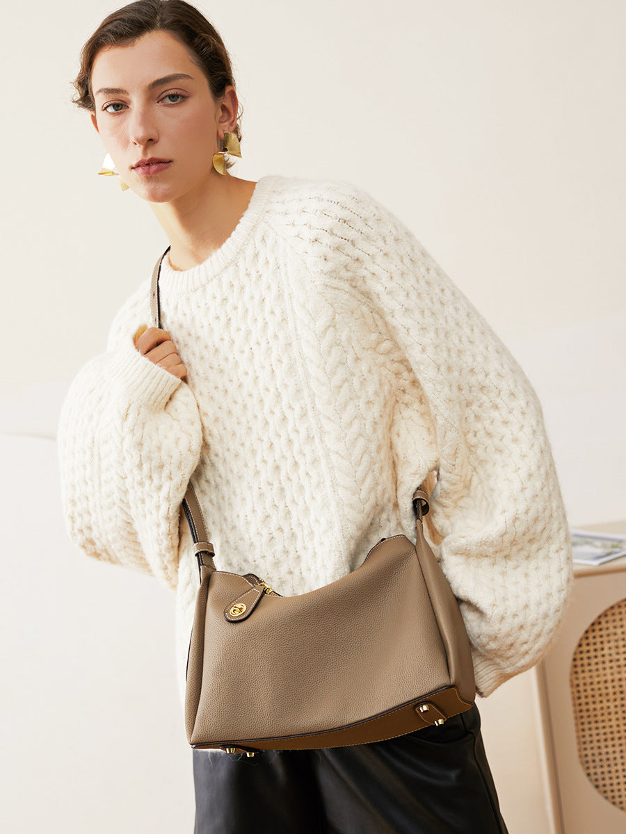 Women's High-grade Genuine Leather Fashion Underarm Elegant Handbags