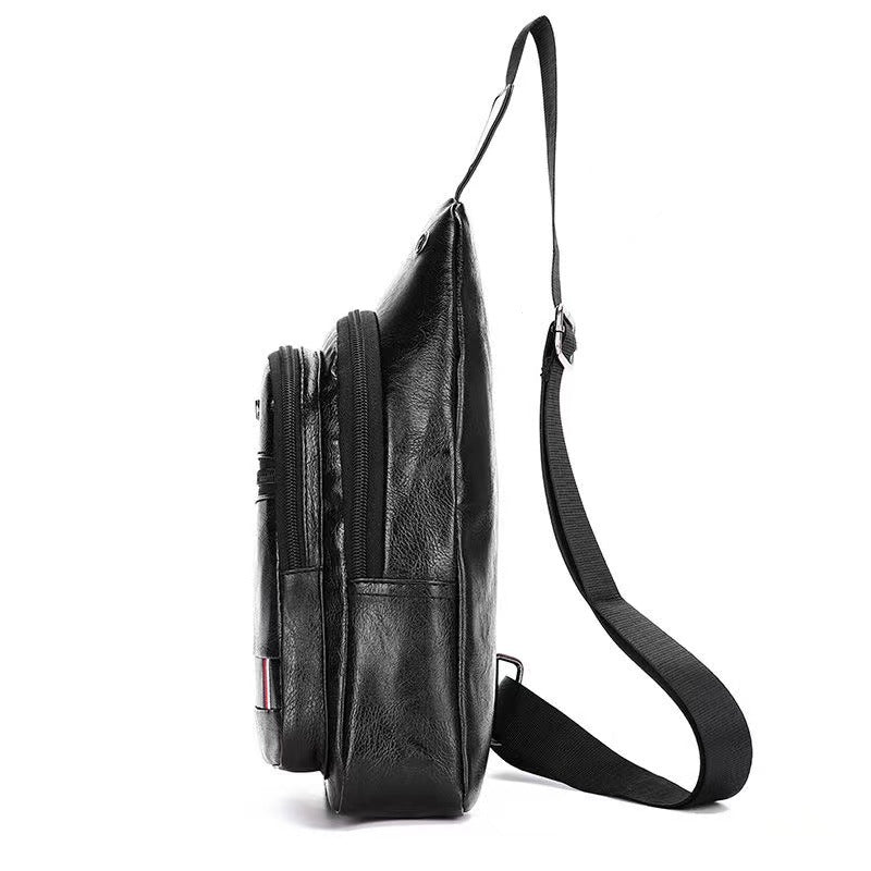 Men's Fashion Large Capacity Leisure Soft Leather Men's Chest Bags