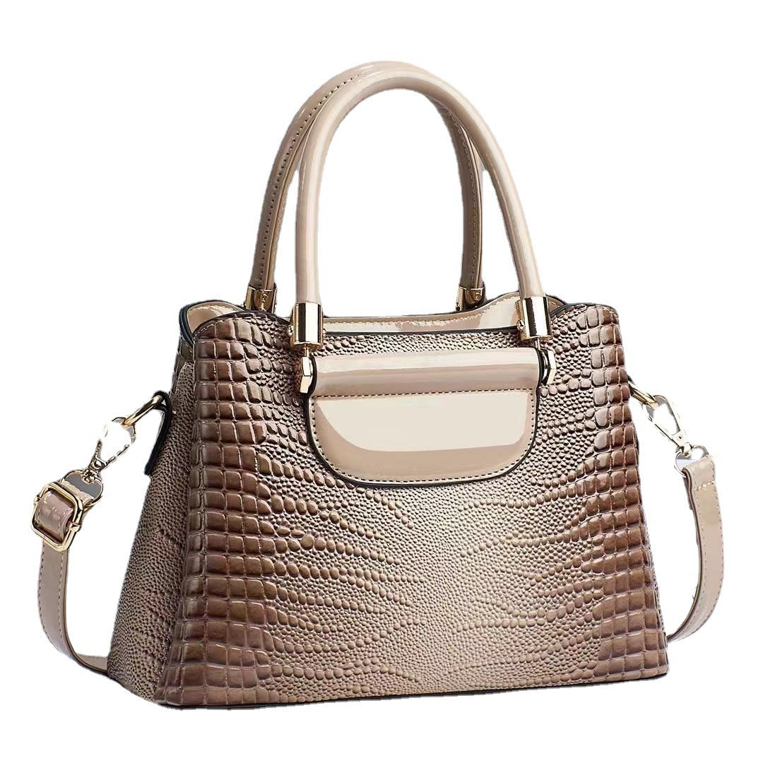 Women's Bright Leather Stone Pattern Large Handbags