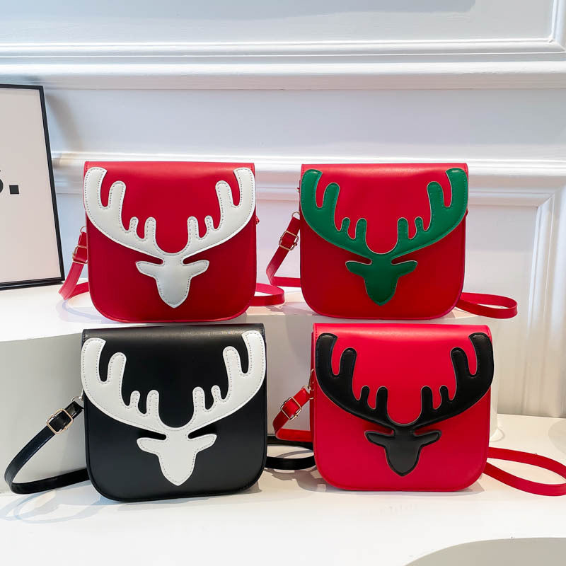 Women's Christmas Red Elk Antlers Holiday Atmosphere Single Women's Shoulder Bag
