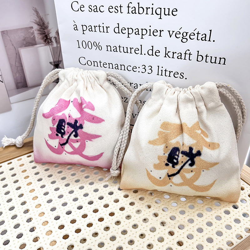 Artistic Canvas Drawstring Buggy Wedding Gifts Bags