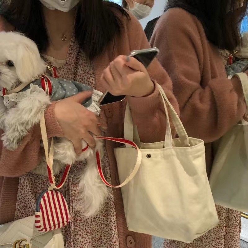 Versatile Women's Portable Color Canvas Reticule Handbags