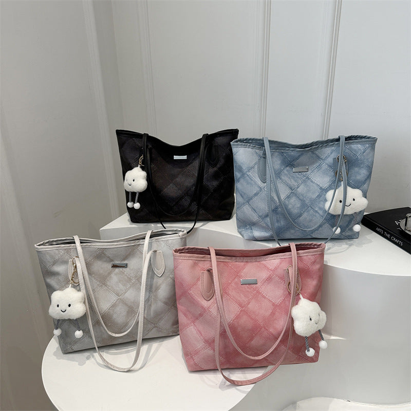 Women's Simple Rhombus Large Capacity Texture Pendant Summer Western Style Women's Shoulder Bag