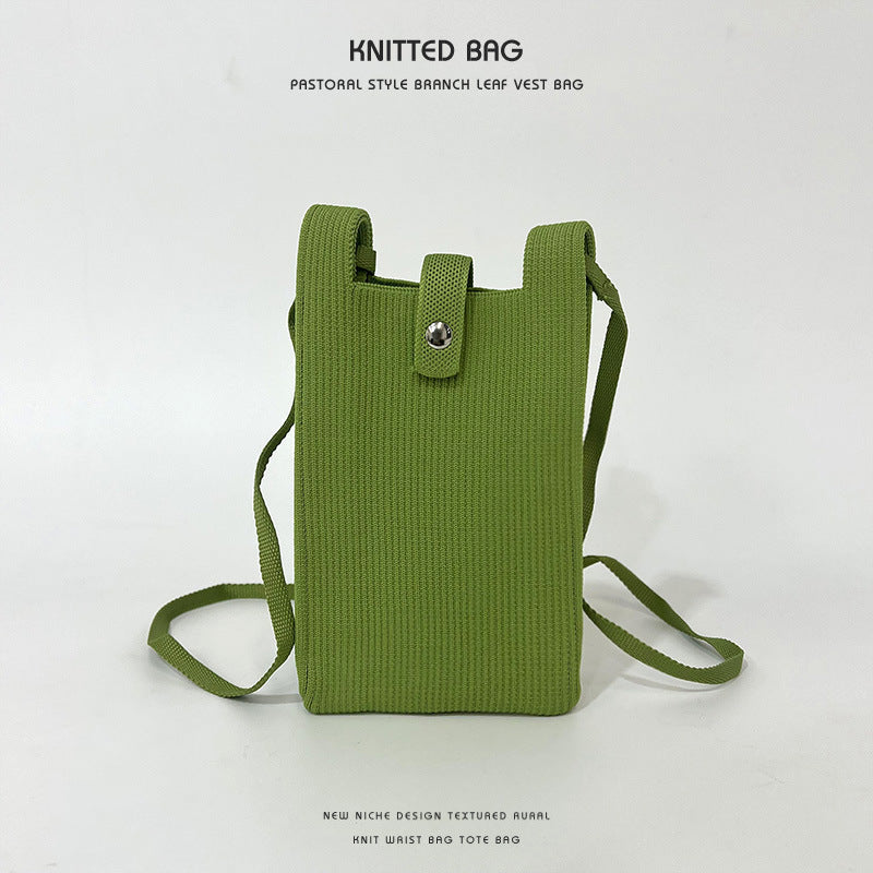 Elegant Solid Color Niche Knitted Korean Phone Bags