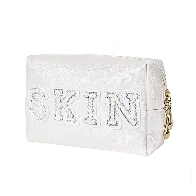 Pearl Lettered Make-up Storage Octagonal Portable Makeup Bag