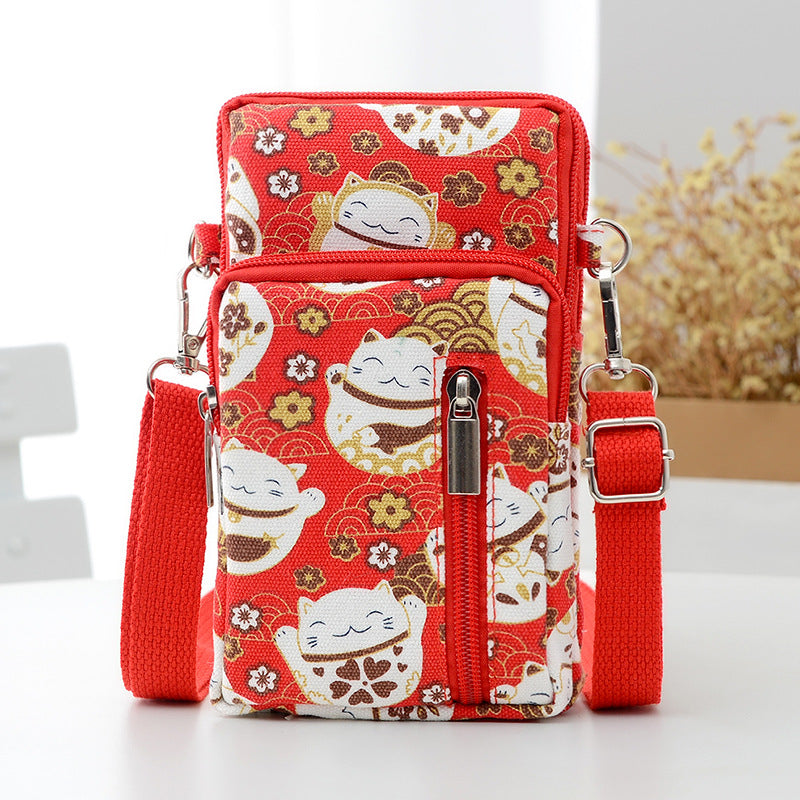 Women's Style Mobile Canvas Large Screen Vertical Phone Bags