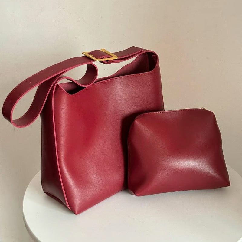 Women's Two-piece Retro Large Capacity Commuter Underarm Tote Bags