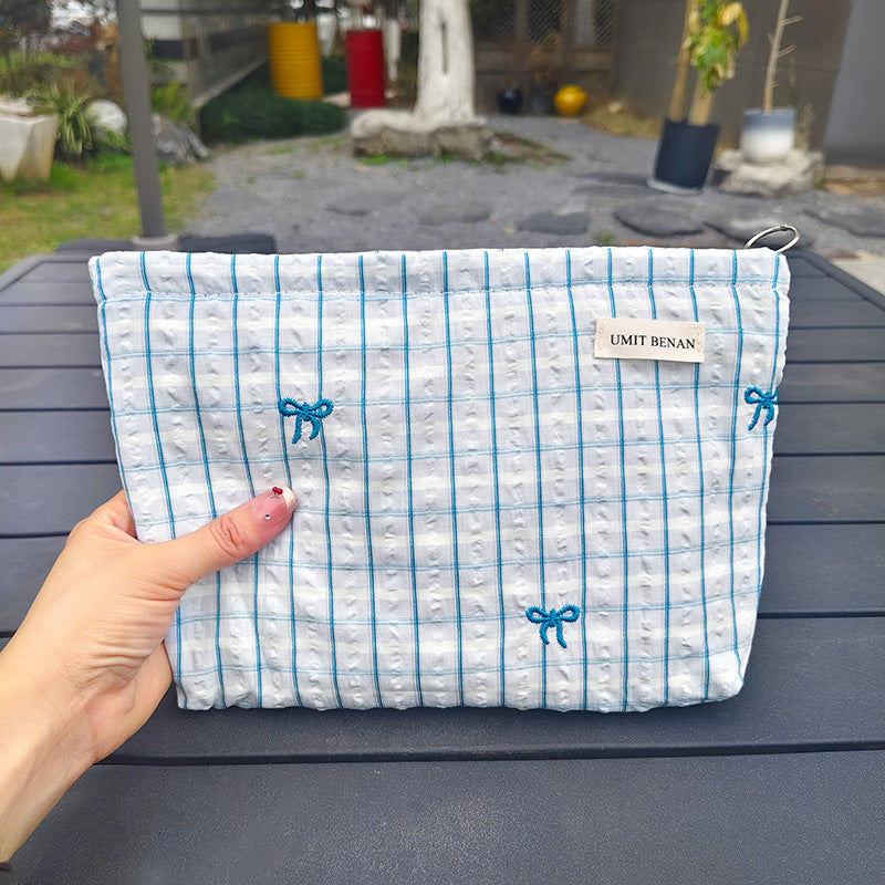 Bowknot Storage Essential Liner Female Large Capacity Portable Cosmetics Makeup Bag