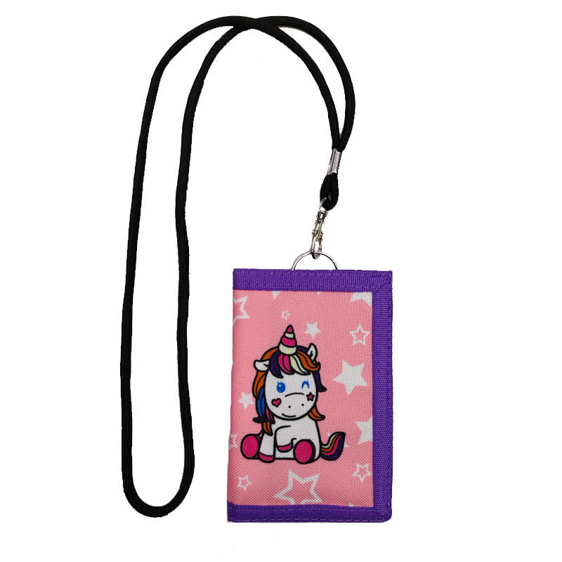 Lanyard Cartoon Animation Unicorn Gift Folding Men's Wallets