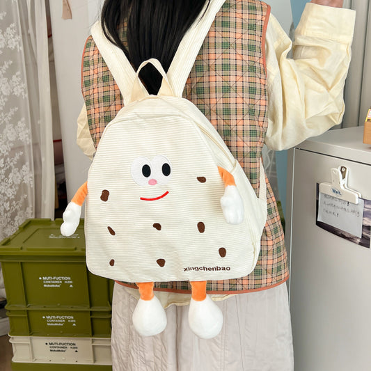Women's Cute Cookies Ugly Corduroy Niche Cartoon Backpacks
