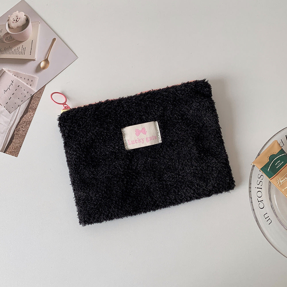 Korean Style Plush Simple Cosmetics Storage Change Earphone Cosmetic Bags