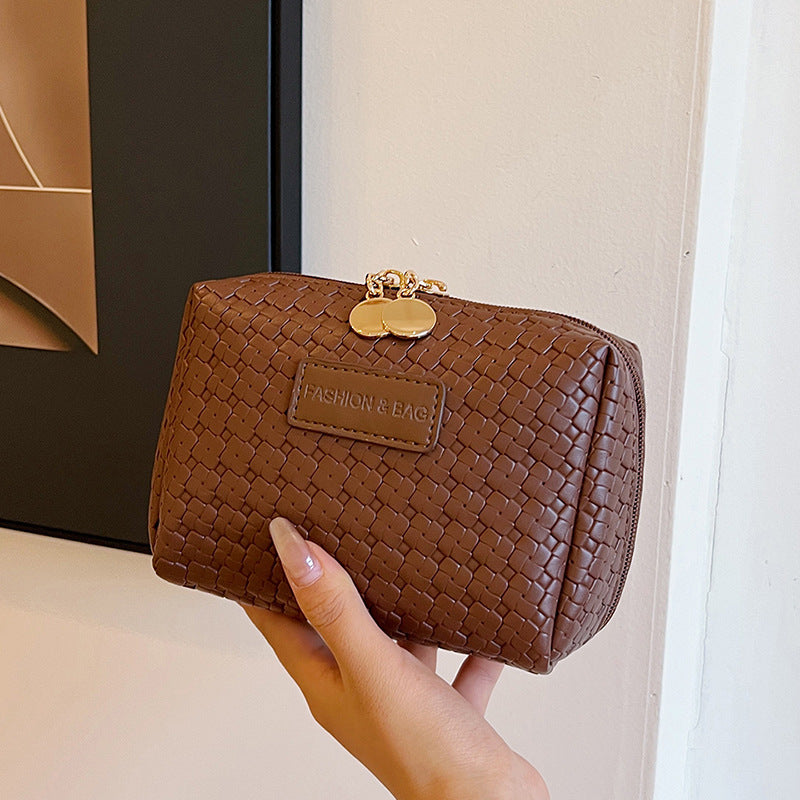 Style Woven Pattern Large Capacity Good-looking Cosmetics Storage Waterproof Wash Cosmetic Bags