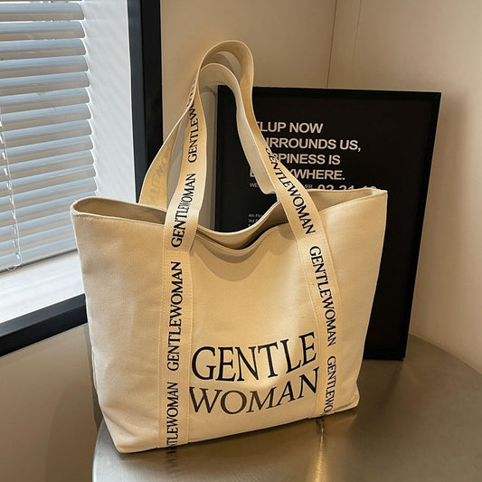 Letter Contrast Color Large Capacity Wide Shoulder Bags