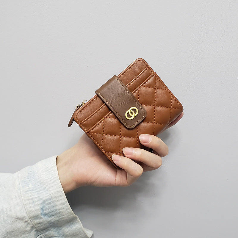 Women's Short Textured Multiple Slots One Female Coin Purses