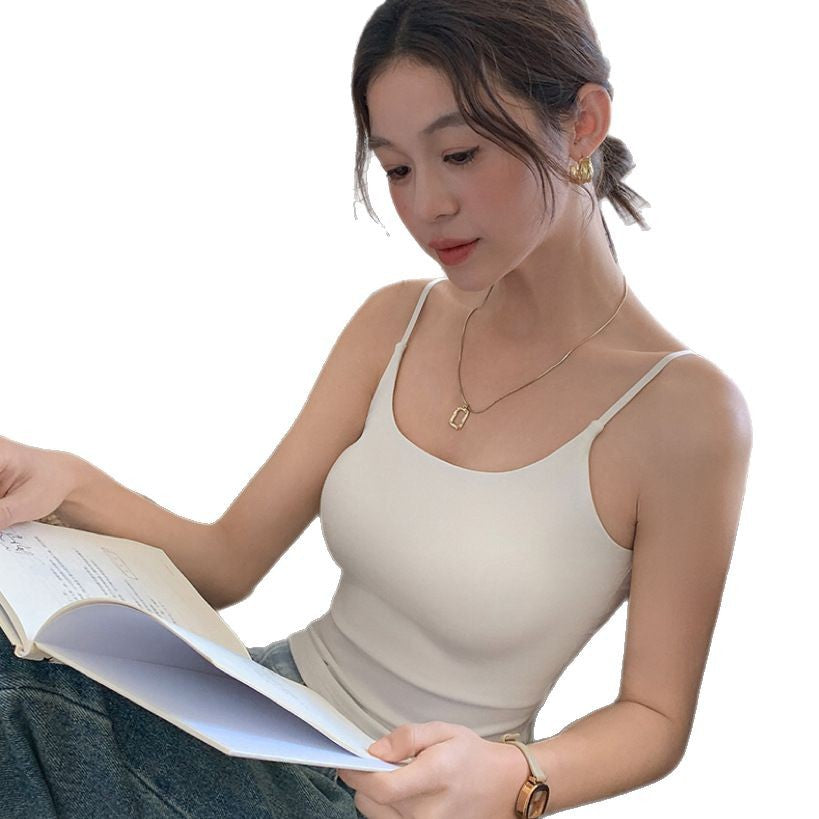 Women's Vest Solid Color Small Sling Outer Wear Fixed Bras