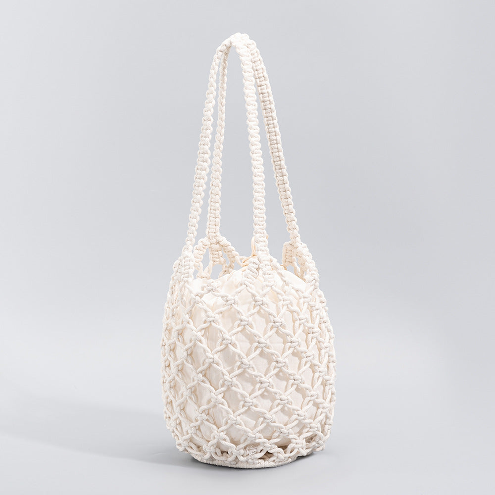 Women's Seaside Vacation Beach Pure Color Cotton Thread Bags