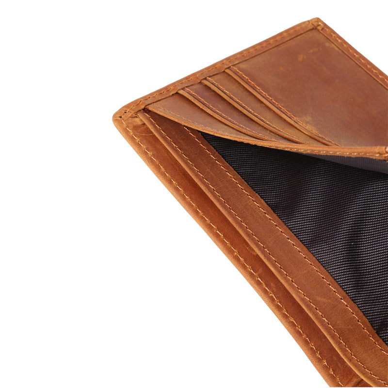 Men's Retro Crazy Horse Leather Sier Horizontal Men's Wallets