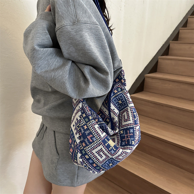 Style Retro Fashion Design Large Capacity Texture Women's Shoulder Bag