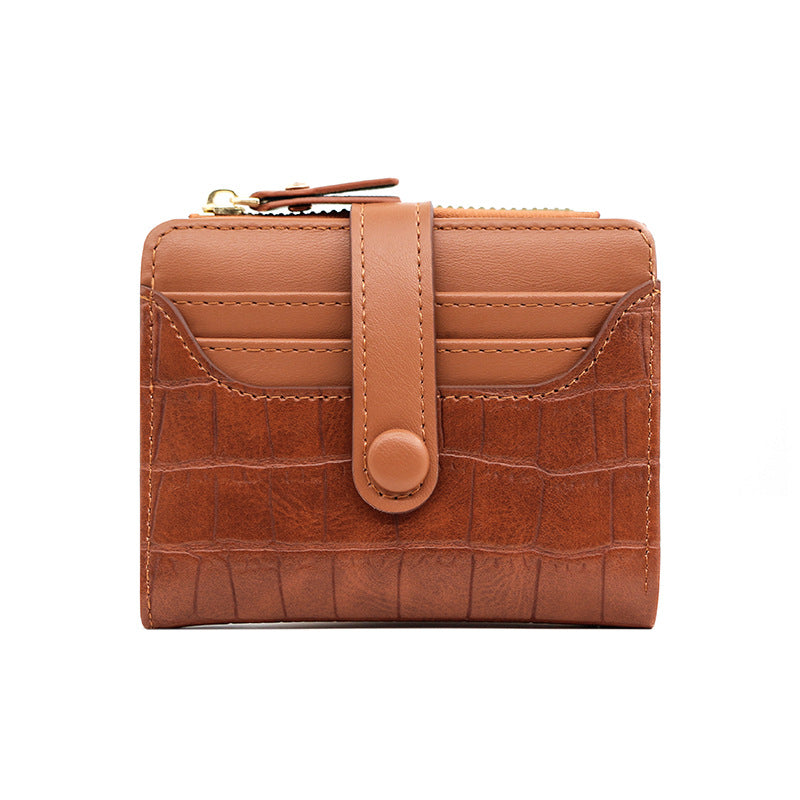 Women's Korean Crocodile Pattern Short Thin Large Ladies Wallet