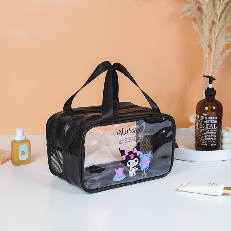 Dry Wet Separation Transparent Portable Double Layer Cosmetic Bags
