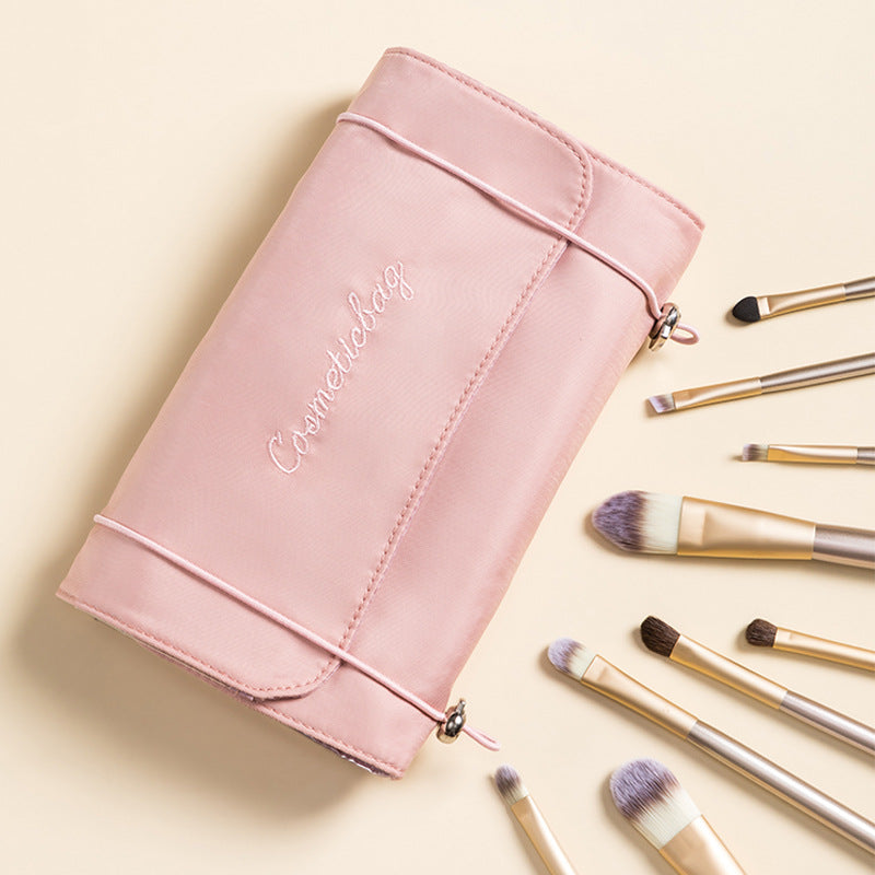 Portable Large Capacity Folding Waterproof Brush Organizing Storage Makeup Bag