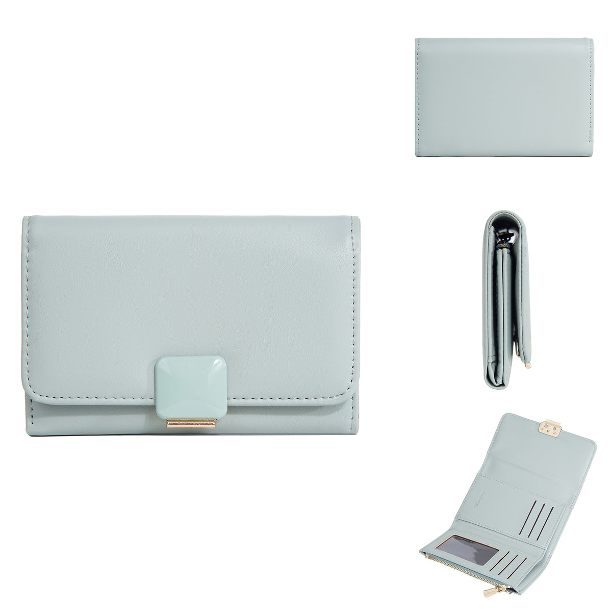 Women's Korean Style Multiple Slots Zipper Mid-length Coin Purses