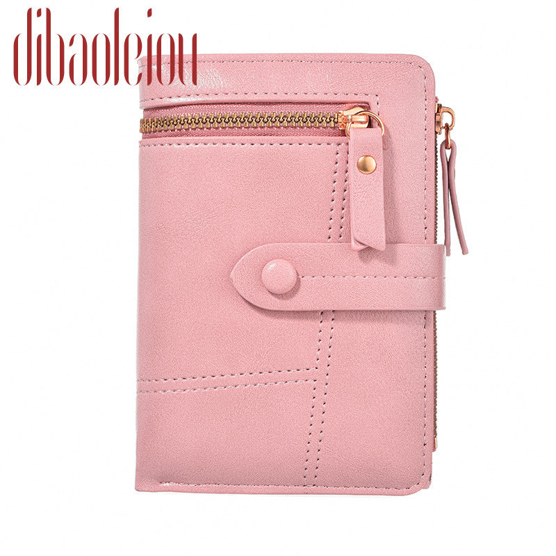Women's Fashion Short Leather Zipper Folding Coin Purses