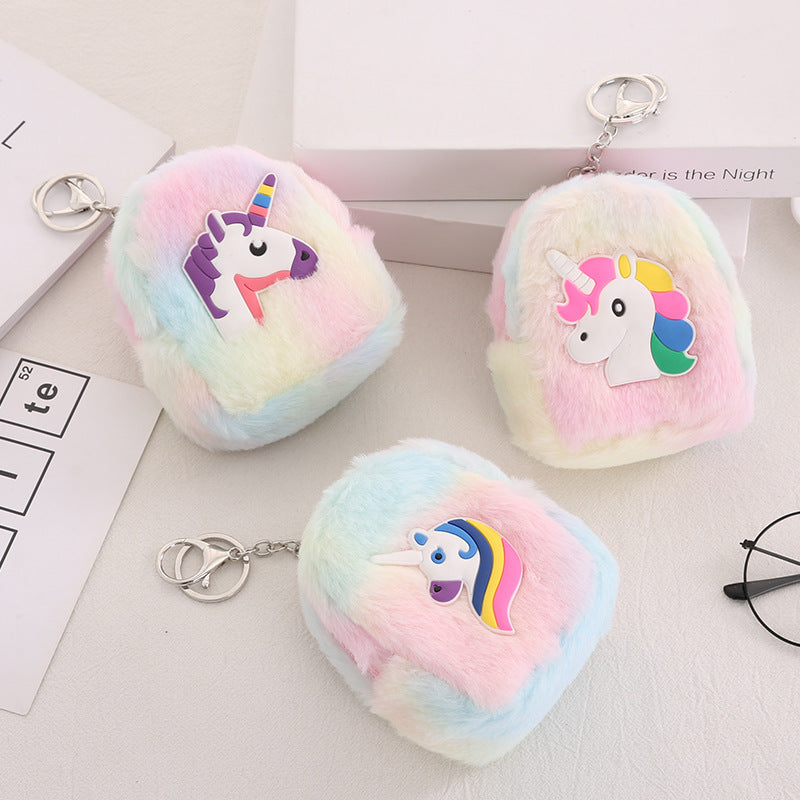 Korean Unicorn Plush Portable Headset Storage Ladies Wallet
