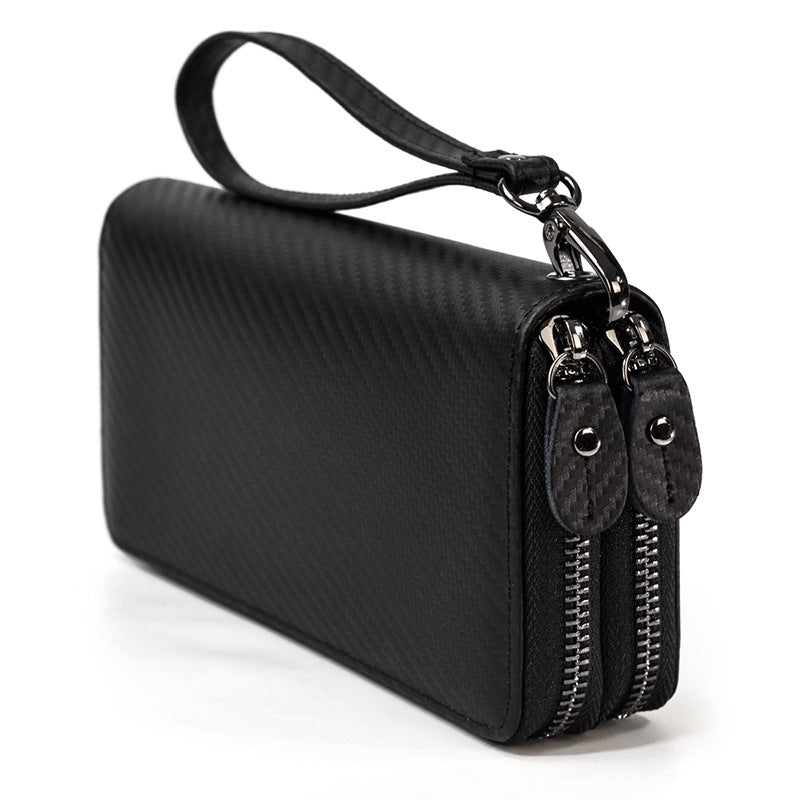 Men's Crazy Horse Leather Long Real Zipper Cowhide Clutch Men's Wallet