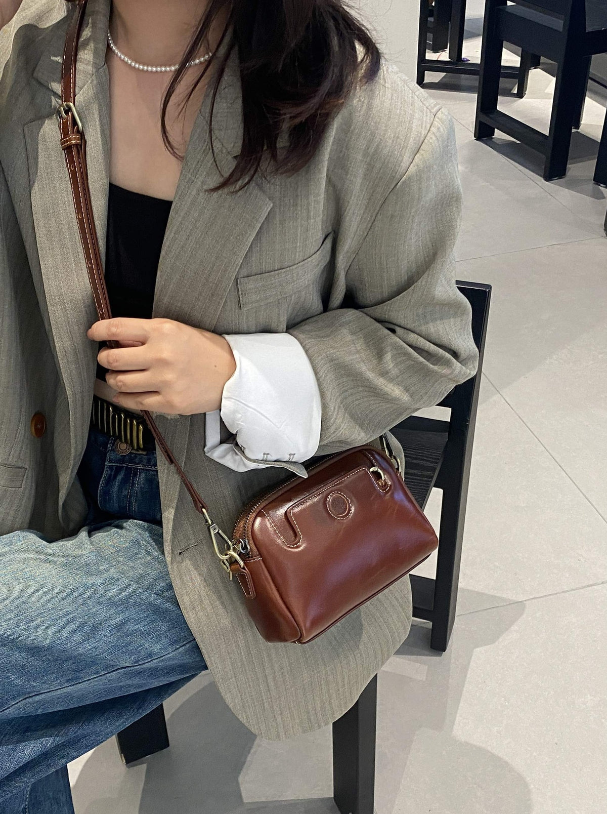 Women's Change Mahjong First Layer Cowhide Single Women's Messenger Bag