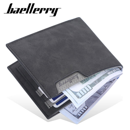 Men's Short Multiple Slots Open Matte Leather Men's Wallets