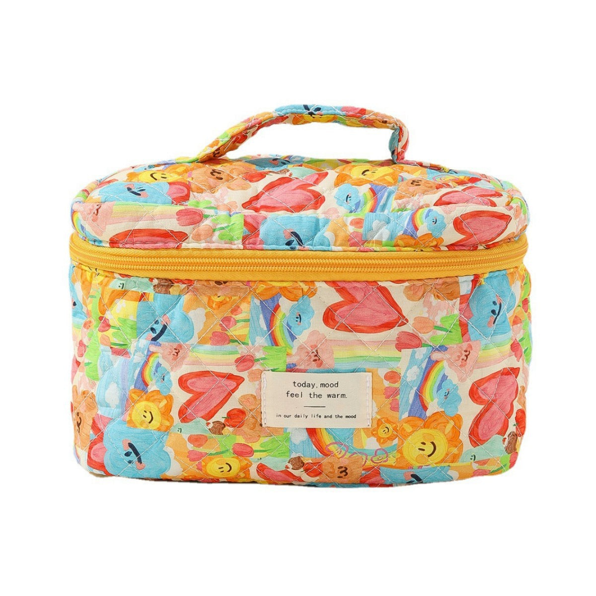 Cotton Portable Large Striped Polka Dot Storage Carrying Quilted Makeup Bag