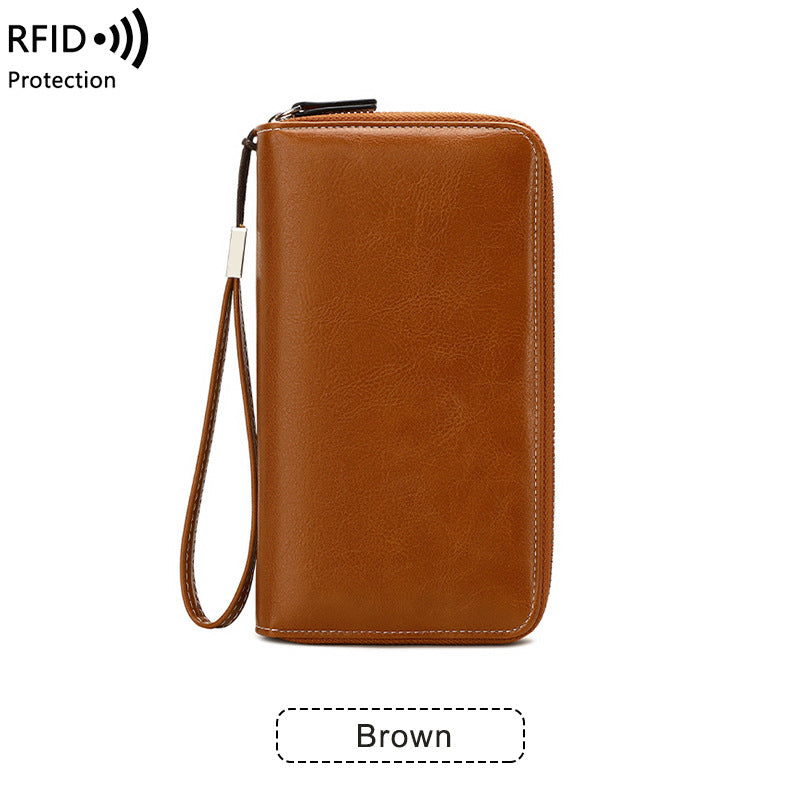 Double Layer Zipper Large Capacity Long Portable Card Holder