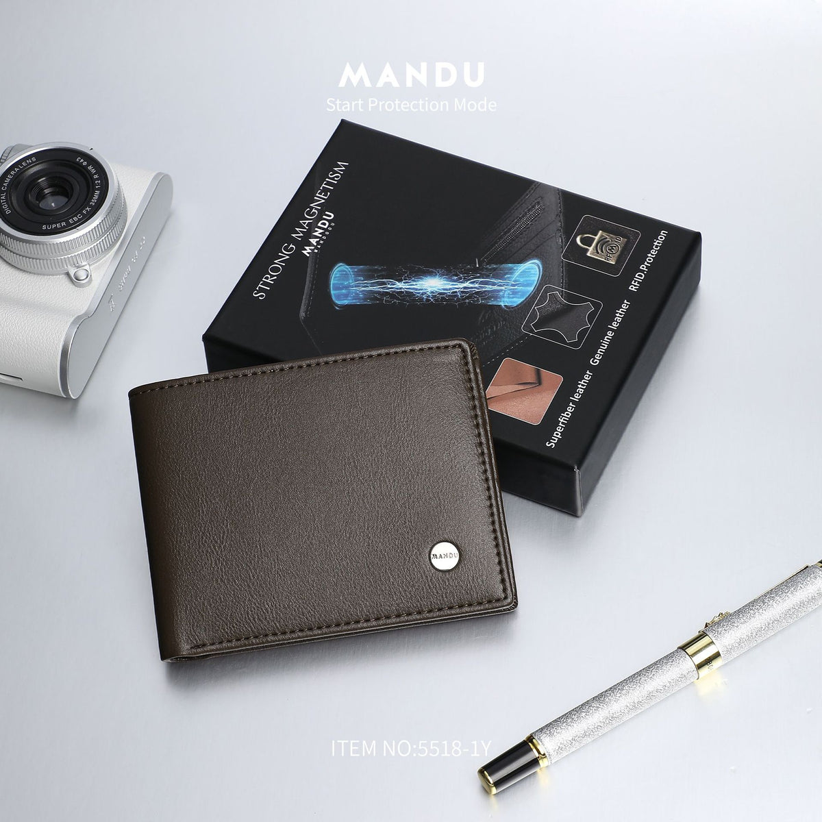 Popular Men's Magnetic Separation Genuine Leather Card Holder