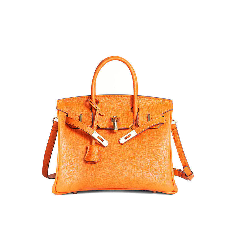 Women's Line First Layer Cowhide Handmade Litchi Grain Handbags