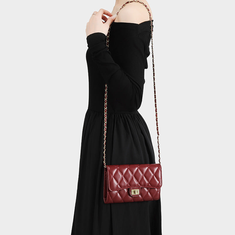 Women's Korean Style Rhombus Chain Fashion Elegant Small Square Bags
